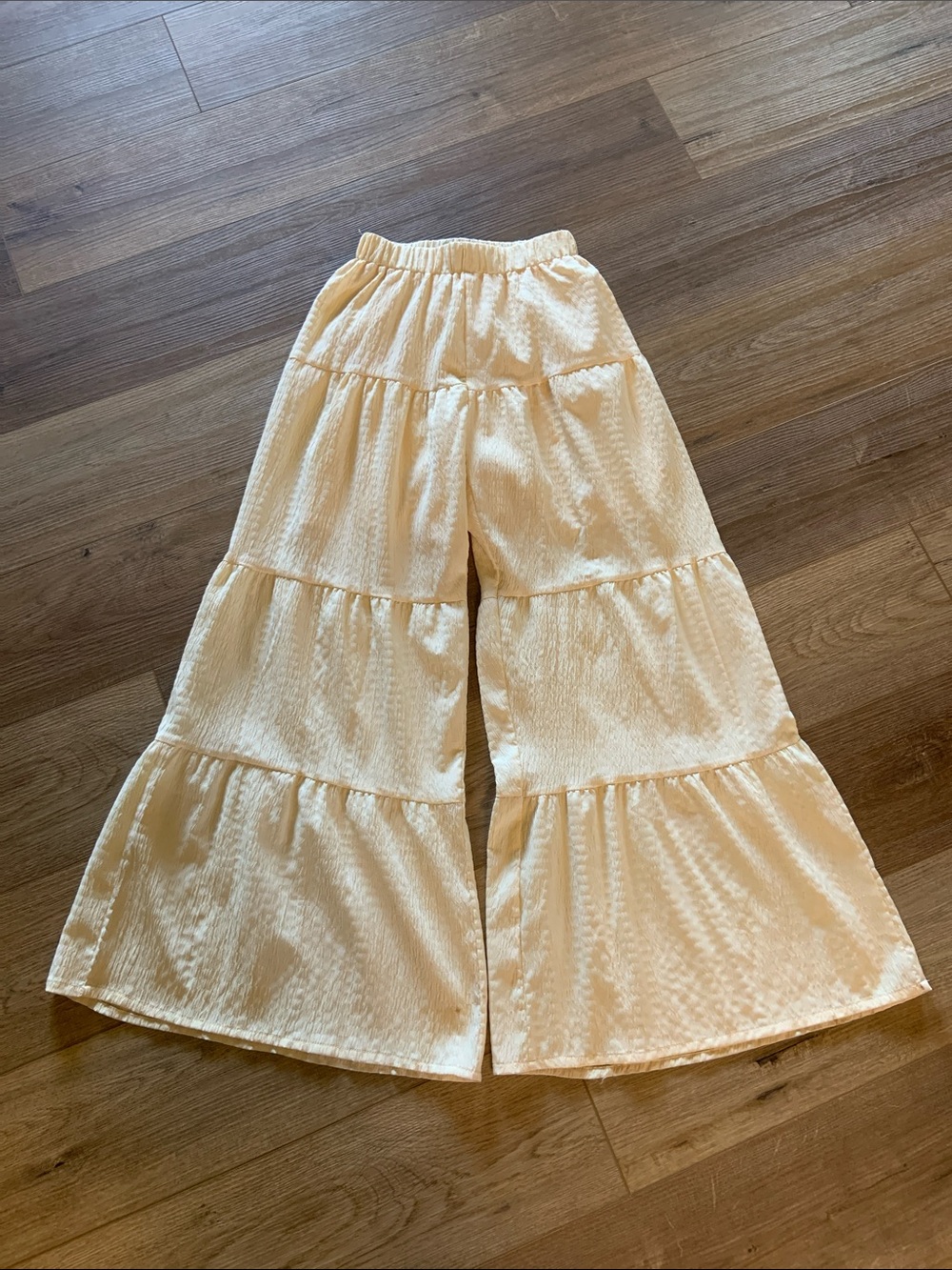High waisted yellow tiered pants